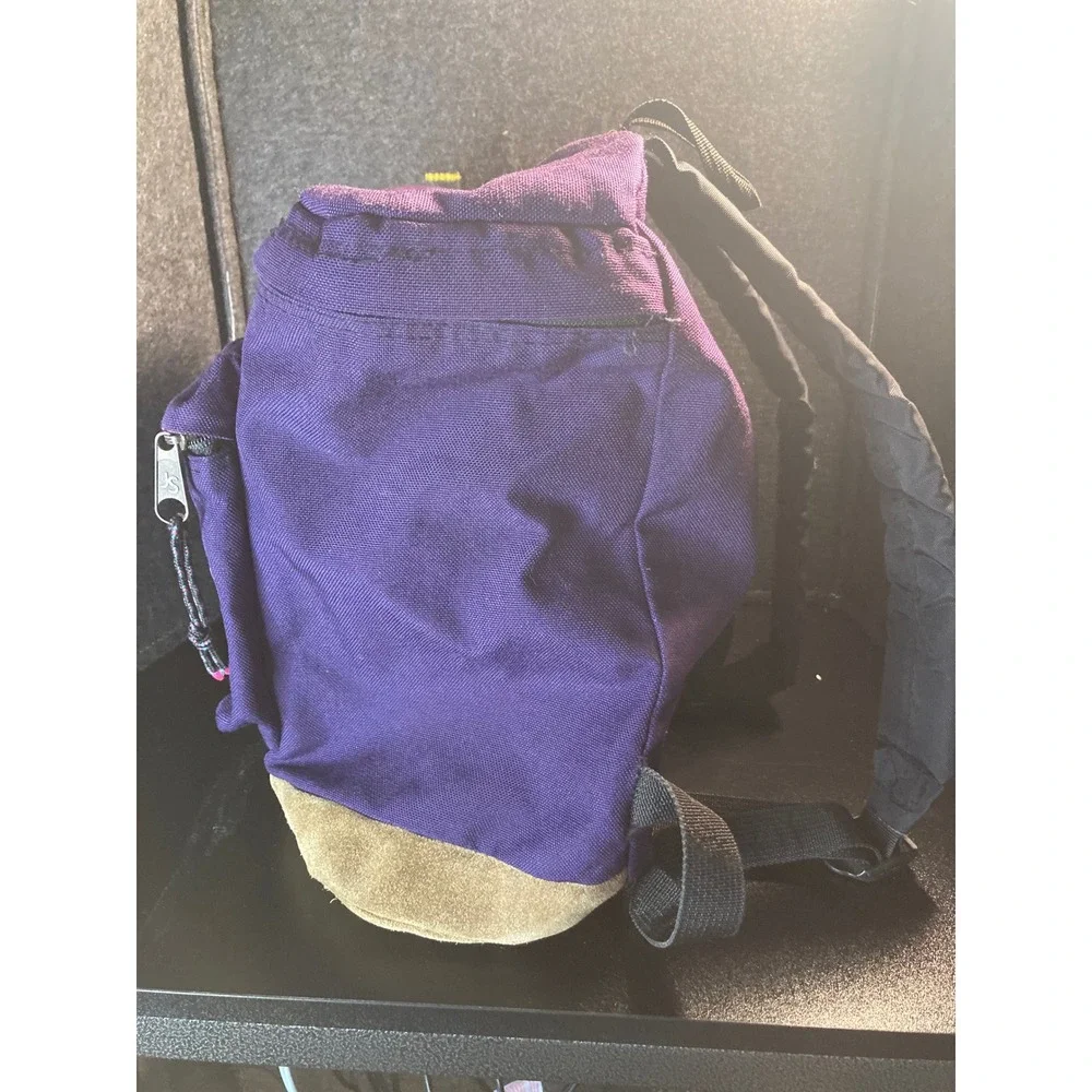 Vintage Jansport Purple Canvas Day‎ Pack Backpack Front Pocket Made in USA